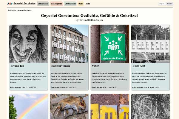 Geyerlei Gereimtes - Gedichte Gefühle & Gekritzel, Webseite 2025